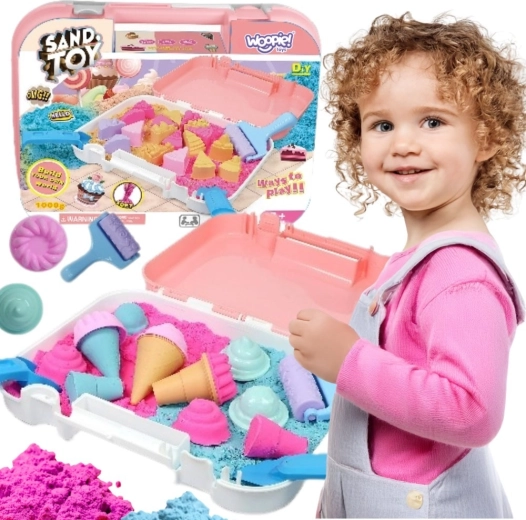 Woopie kinetikus homok Fagylaltozó bőröndben 1 kg + kiegészítők