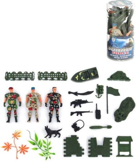 Army katonás játékkészlet kiegészítőkkel tubusban