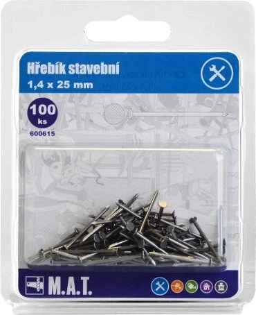 Építőipari szegek 25 × 1,4 mm, 100 db