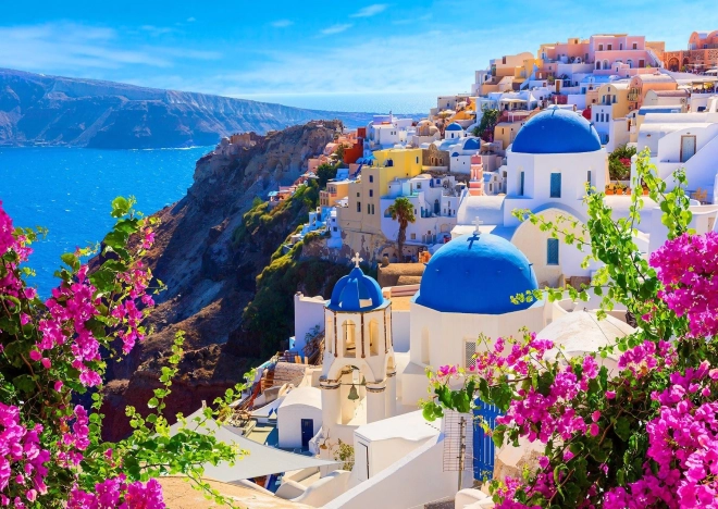 Santorini kirakó virágokkal, Görögország 1000 darab