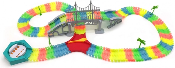 Világító, rugalmas autópálya 192 darabbal és LED autóval