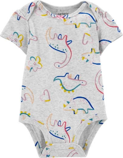 Carter's pamut rövid ujjú body Grey Dino kislánynak