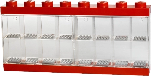Gyűjtői vitrin 16 LEGO minifigurához – piros