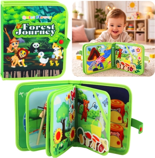 Szenzoros filckönyv – vadon élő állatok 3D, oktató foglalkoztató könyv gyerekeknek