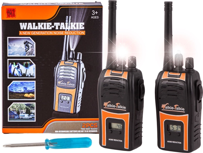 Gyerek walkie-talkie-k kijelzővel és zseblámpával – 2 db-os készlet