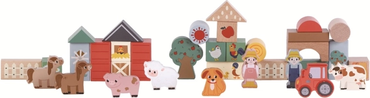 2Kids Toys fa építőkockák Farmélet, 36 darab