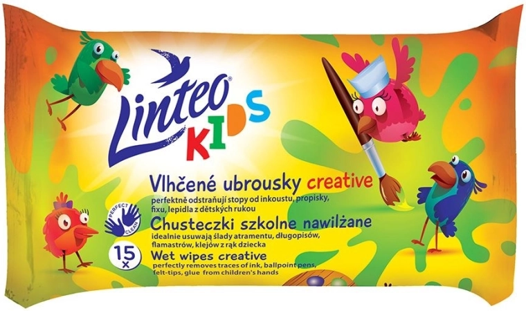 Linteo Baby Kids gyermek nedves törlőkendők 15 db