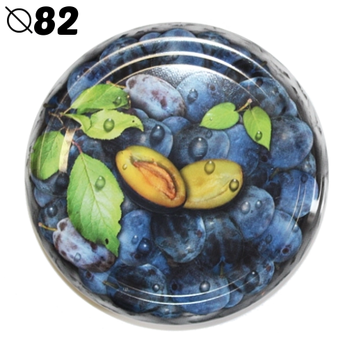 82 mm-es befőttesüveg-tetők szilvás motívummal, 6z