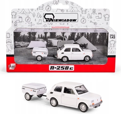 Fiat 126p a Niewiadów N250C lakókocsival – fehér modell