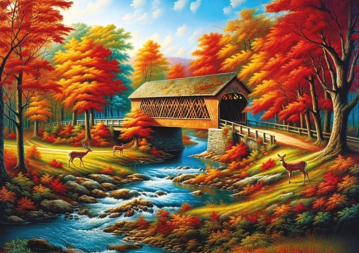 Puzzle Fákkal szegélyezett híd 500 darab ART PUZZLE