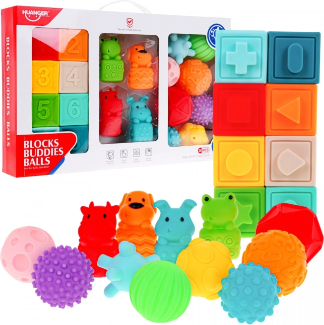 Mega készlet 20 állatmintás labdával 6+ hónapos gyerekeknek Szenzoros játék Kézrehabilitáció