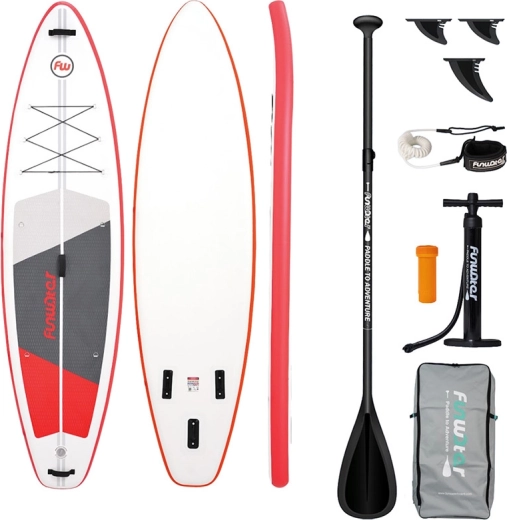 FunWater felfújható SUP paddleboard szett 335 × 84 × 15 cm, piros–fehér