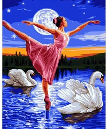 Gyémánt kirakó (diamond painting) Hattyúk tava – balerina 30 × 40 cm