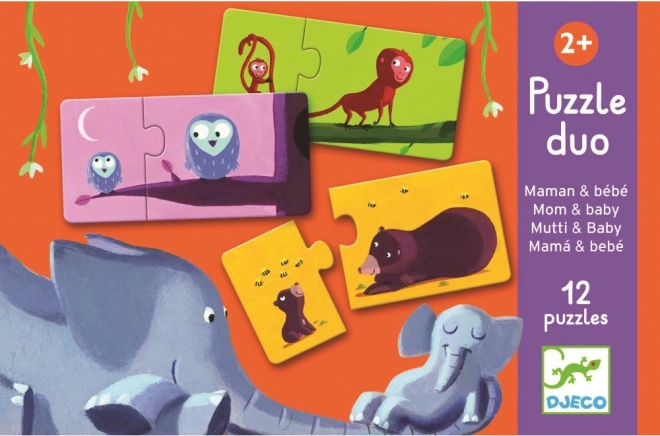 Djeco Állati anyukák és kicsinyeik puzzle 12x2 darabos