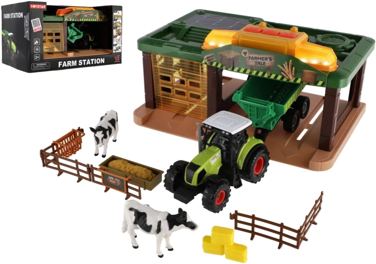 Farm traktorral, garázzsal és kiegészítőkkel
