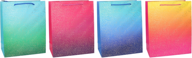 Ajándéktáska L 31 × 42 × 12 cm – fényes átmenetes dizájn arany akcentusokkal