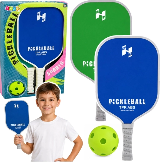 Pickleball szett – 2 ütő és perforált labda zöld-kék