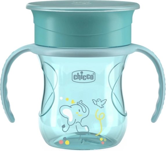 Chicco 360 Perfect X tanulópohár fogantyúkkal, teal, 12 hó+