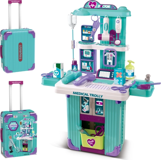 2 az 1-ben bőrönd és gyerek orvosi rendelő tartozékokkal