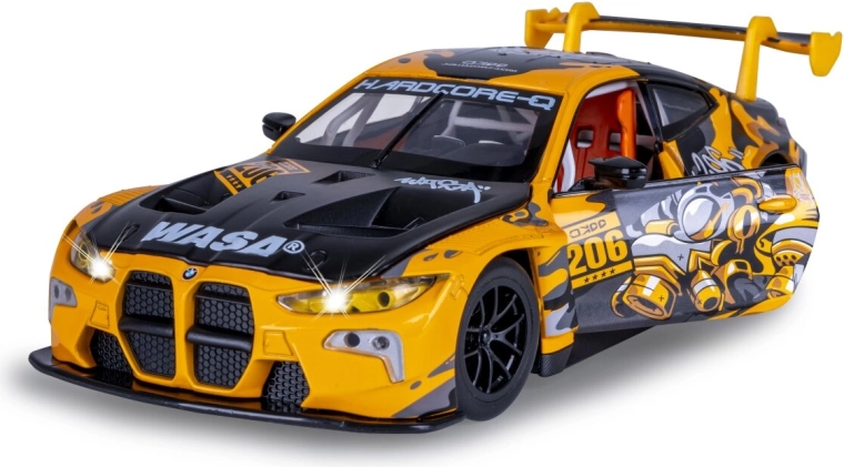 BMW M4 GT3 versenyautó-modell 1:24 méretarányban, fény- és hangeffektekkel