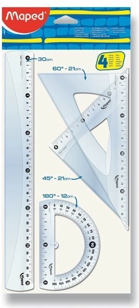 Maped Classic vonalzókészlet, 4 darabos, átlátszó