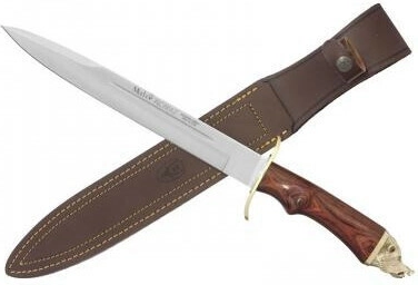 Muela Alcaraz vadászkés agancs markolattal és bőrtokkal, 26 cm