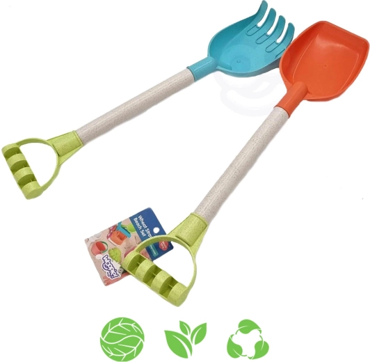Woopie Green homokozó készlet – lapát és gereblye 51 cm, biológiailag lebomló anyagból