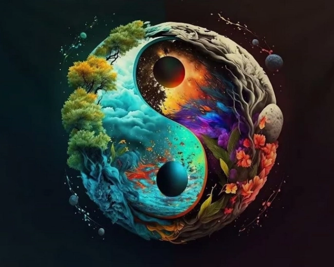 Gyémántszemes kirakó Jin és jang Föld 30 × 40 cm