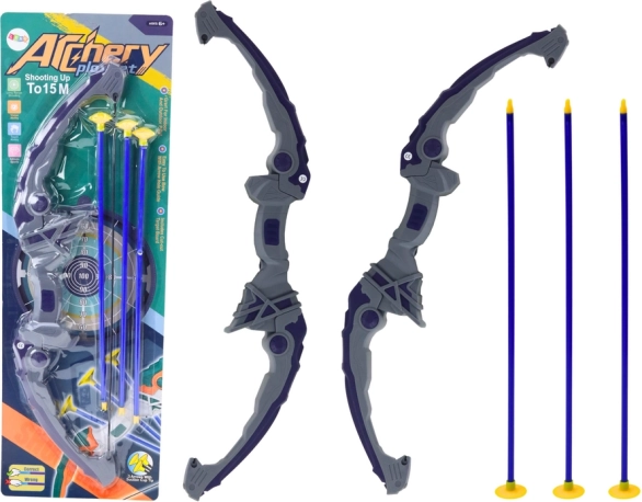 Gyerek íj tapadókorongos nyilakkal, lila, 3 darab