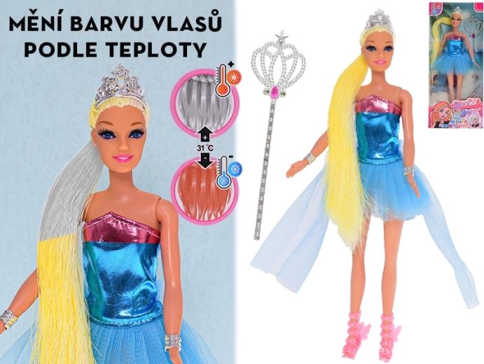 Hajszínváltós, kiegészítős baba 29 cm