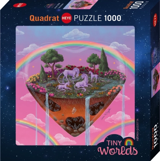 Heye négyzet alakú puzzle Tiny Worlds: Egyszarvúak, 1000 darabos
