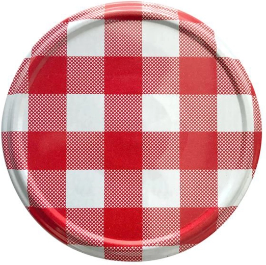 82 mm-es csavaros befőttesüveg-tetők kockás mintával, 10 db