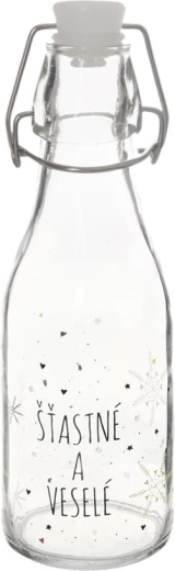 Üvegpalack fém csatos (klipszes) zárással, „Hópehely” betéttel, 0,16 l