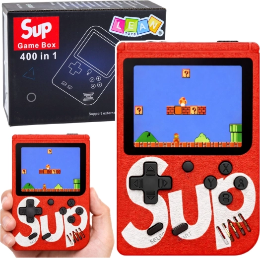 Hordozható retro SUP játékkonzol 400 játékkal, 3" LCD, piros