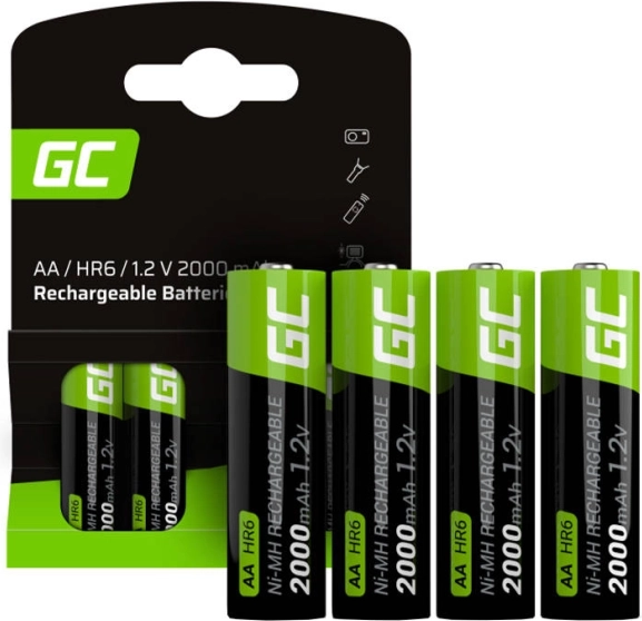 AA 2000 mAh Green Cell Sticks újratölthető elemek (4 db)