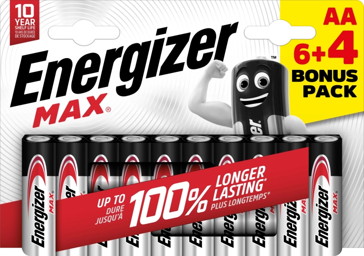 Energizer Max AA alkáli elemek 10 db (6+4)