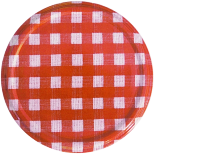 66 mm-es befőttesüveg-tető szívecskékkel – piros-fehér kockás