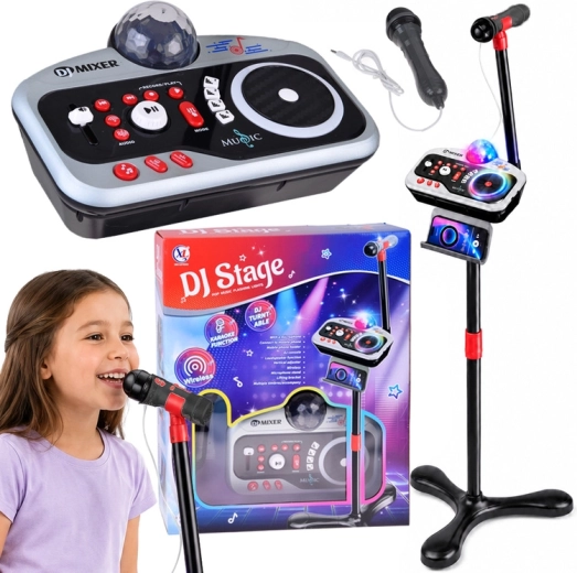Gyerek DJ konzol DJ Stage karaoke mikrofonnal, Bluetooth-szal és diszkógömbbel