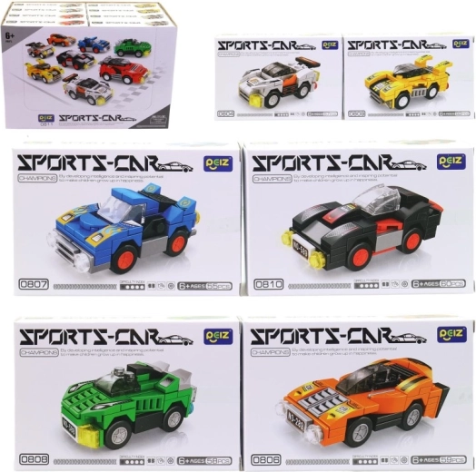 Sportautó építőkészlet – mini modellek display dobozban (16 db)