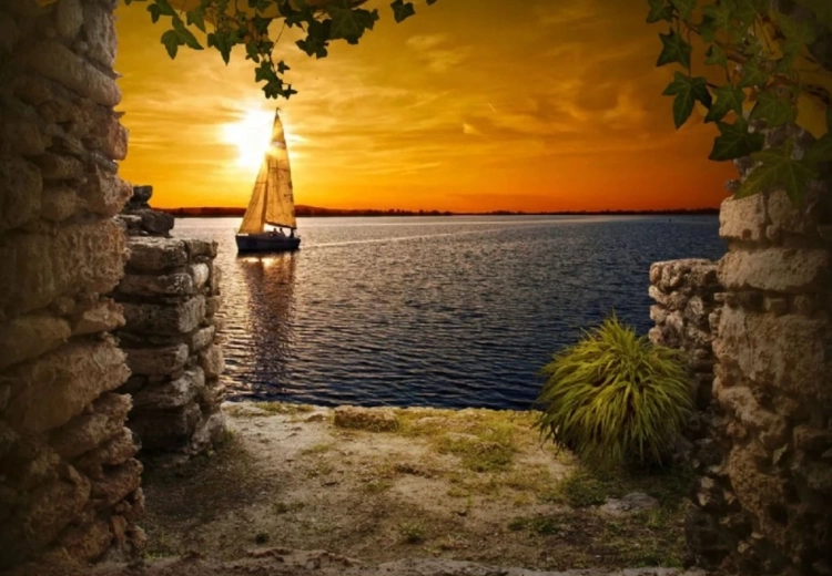 Gyémántszemes kirakó – vitorlás naplementében 30 × 40 cm