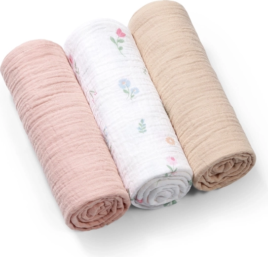 BabyOno Super Soft muszlin pelenkák, rózsaszín 70 × 70 cm (3 db)