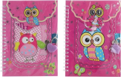 Bagoly mintás, kulccsal zárható napló