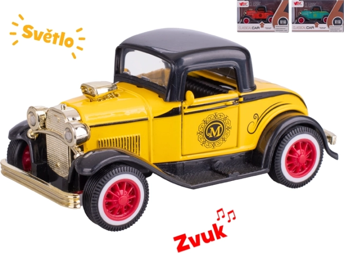Fém autómodell oldtimer 1:36 fénnyel és hangokkal