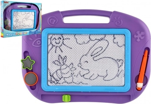 Mágneses rajztábla kiegészítőkkel, műanyag, 32x24 cm, dobozban