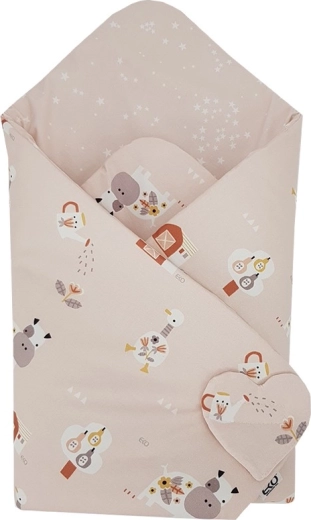 Eko kétoldalas pamut pólya My farm powder pink 75 × 75 cm