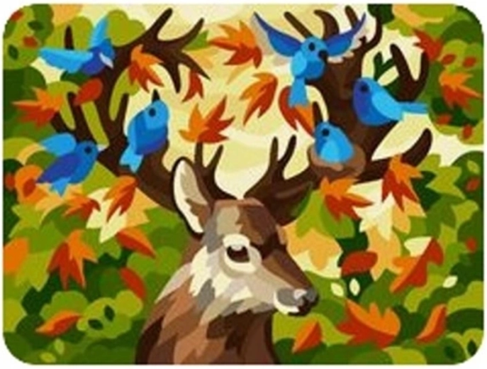 Norimpex Számfestő készlet Őz madarakkal 40 × 50 cm