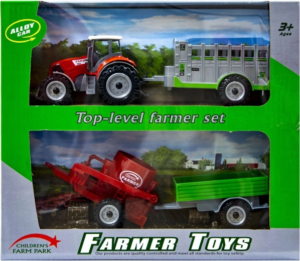 Traktor cserélhető pótkocsikkal, piros – 1 db
