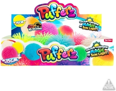 Színváltós, borzas gumilabda 12 cm