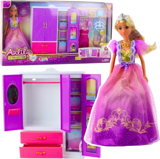 ANLILY baba ruhásszekrénnyel és kiegészítőkkel, 24 darab