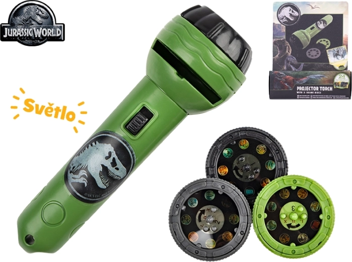 JURASSIC WORLD vetítőlámpa 24 dinoszauruszos képpel